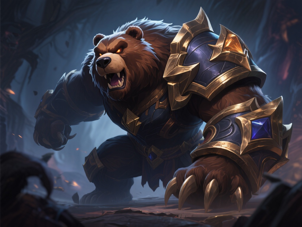 在众多游戏英雄的皮肤中，狗熊（即《英雄联